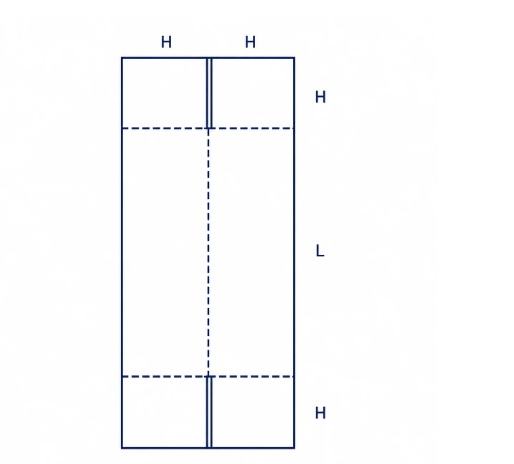 Plan à plat P005 : développé 2H × (L + 2H)