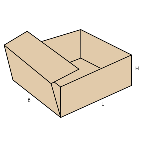 Caisse carton carrée sur-mesure, autobloquante, double cannelure