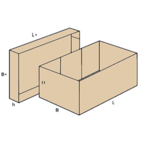 Carton sur-mesure simple cannelure ecru avec couvercle