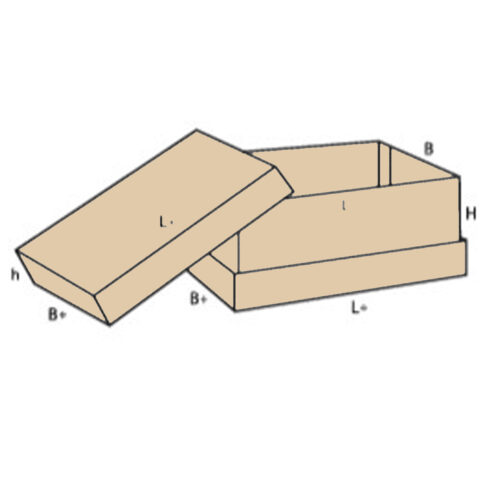 Caisse avec fond et couvercle amovibles, simple cannelure ecru