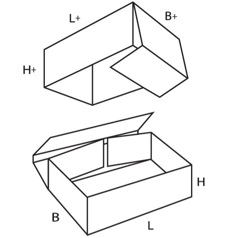 Boite sur-mesure simple cannelure blanc avec couvercle et fond, parois renforcées